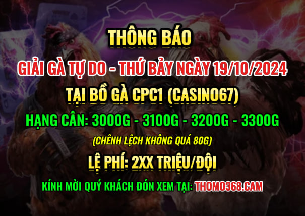 Giải Gà Tự Do CPC1 19/10/2024